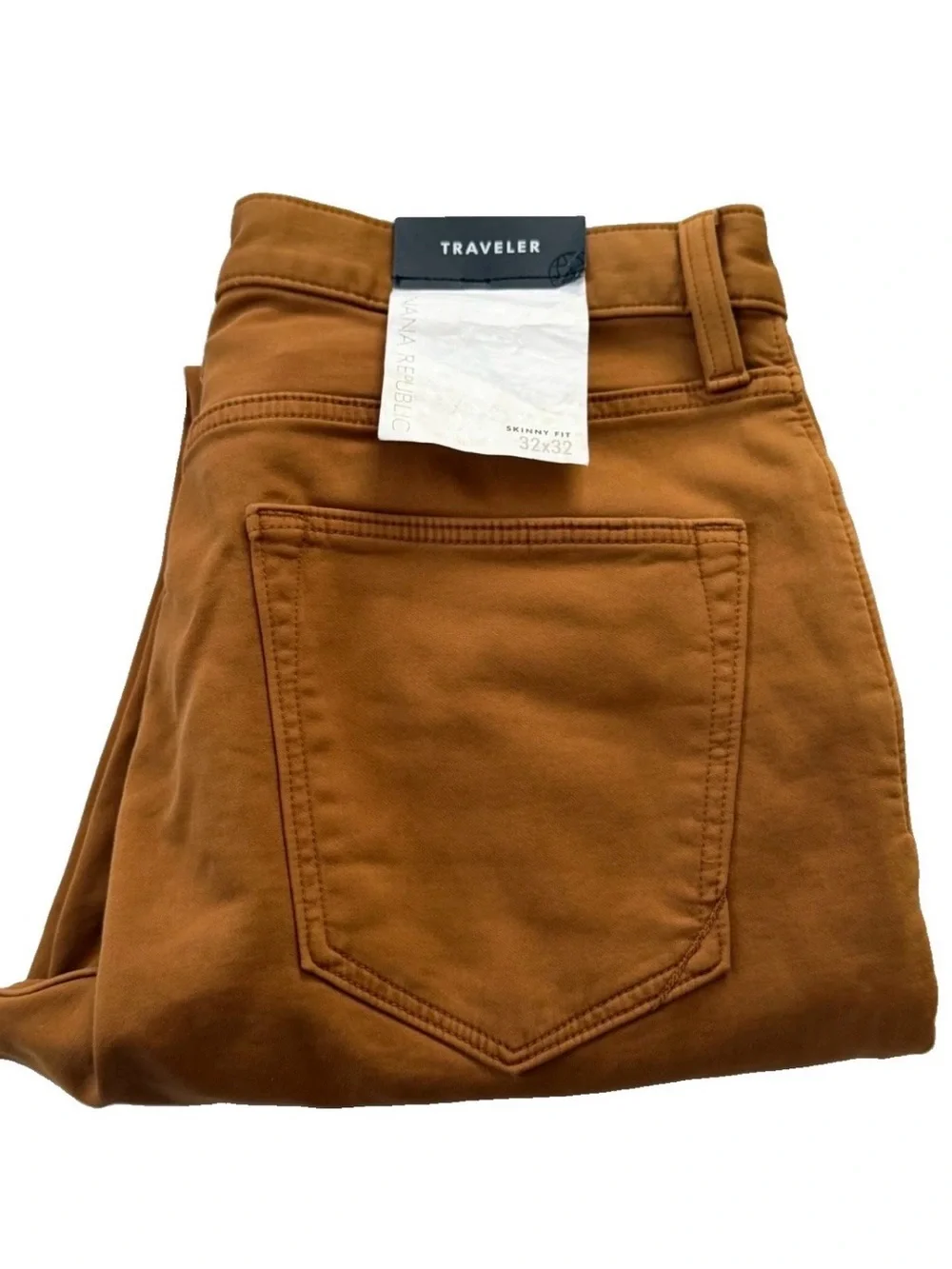 Men Banana Republic Skinny Traveler Pants Rust Brown 32Wx32L